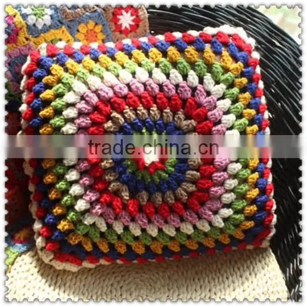 Crochet Flowers Crochet Square Bed Pillow Cushion Pillow Cushion Lumbar Pillow Cover photo-4