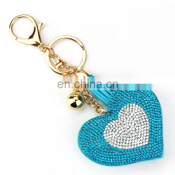 Heart Shape Rhinestone Leather Keychain for Bagpack photo-5