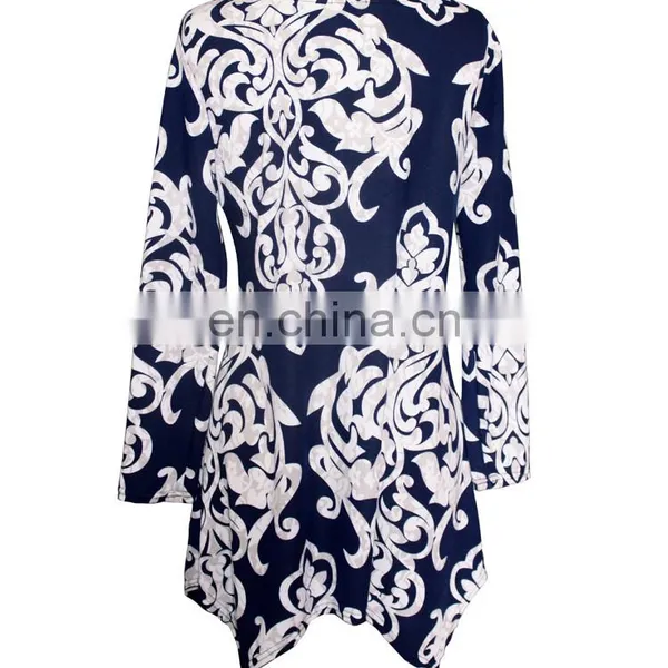 Long Sleeves Plus Size White Floral Print Tunic For Old Women photo-2