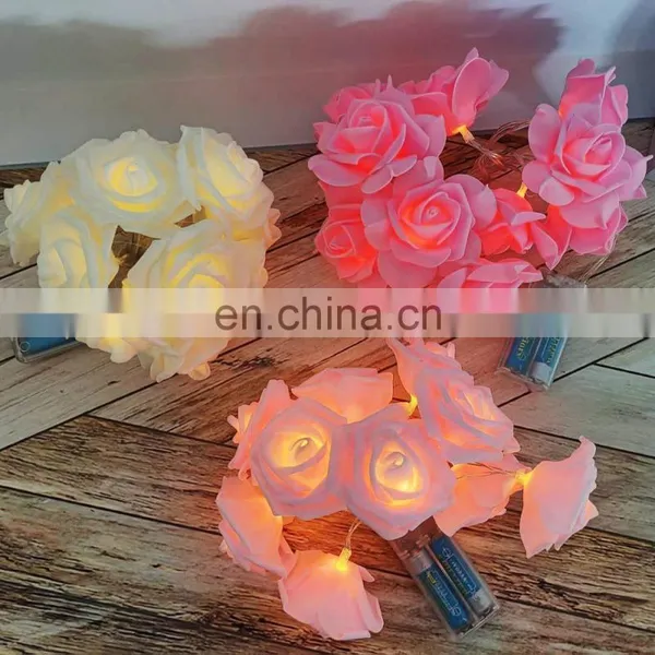 For Valentine's Day Wedding Decorative String Light Rose Battery Operated 10 LED Warm White Flower String Light photo-2