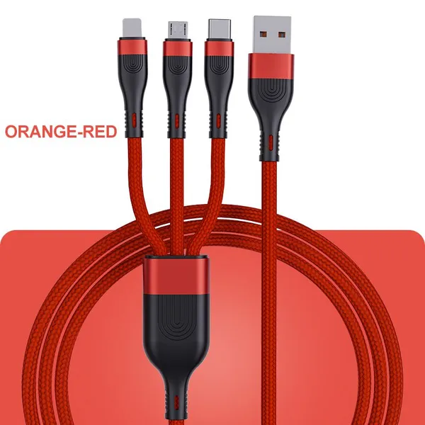Wholesale 1.2 m High Quality 6A 3 in 1 USB Type C Charging Cable Multi-function Mobile Phone Charger Cable photo-4