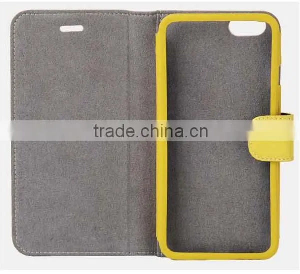 Genuine Leather Flip Wallet Case for Iphone 6,Wallet Style Flip Leather Case Credit Card and Money Pockets Magnetic Flap photo-3
