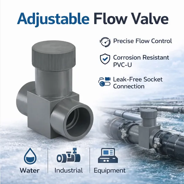 PVC-U Throttle Valve Flow Control Valve Metric Solvent Cement Socket for Pipeline