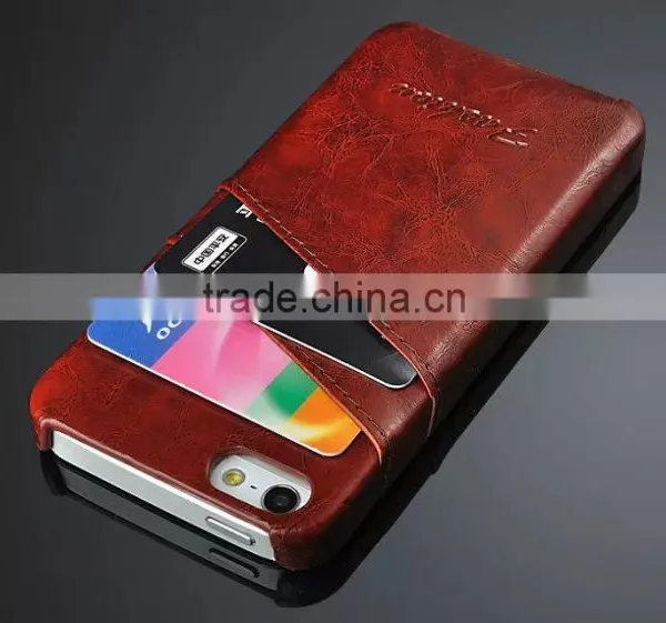 5 colors front and back logoed PU slim leather case for I phone 5 5S