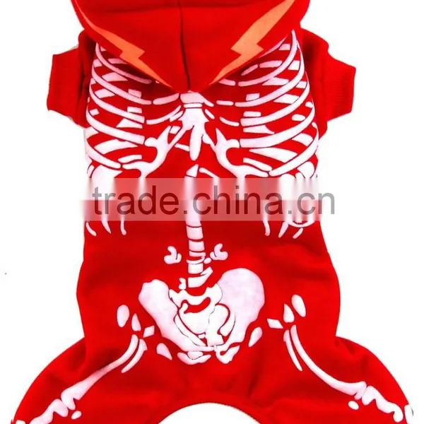 Wholesale Luminous Shock Dragon Spring Autumn Single Layer Skeleton Pattern Red Dog Clothes Pet Garment photo-4