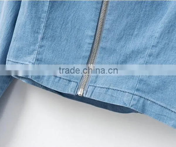 2014 European New Arrivals Sexy Denim Tops Fashion Style Short Tops With Long Sleeves photo-6