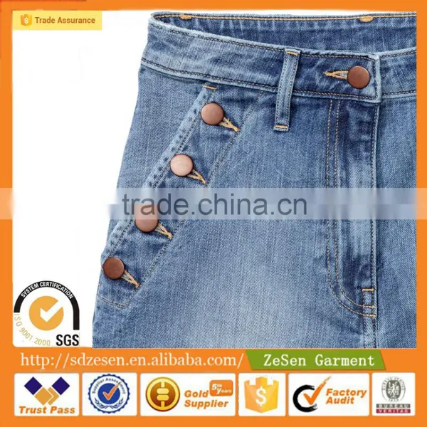 2016 Wholesale Women Short Denim Shorts Side Pockets With Buttons photo-4