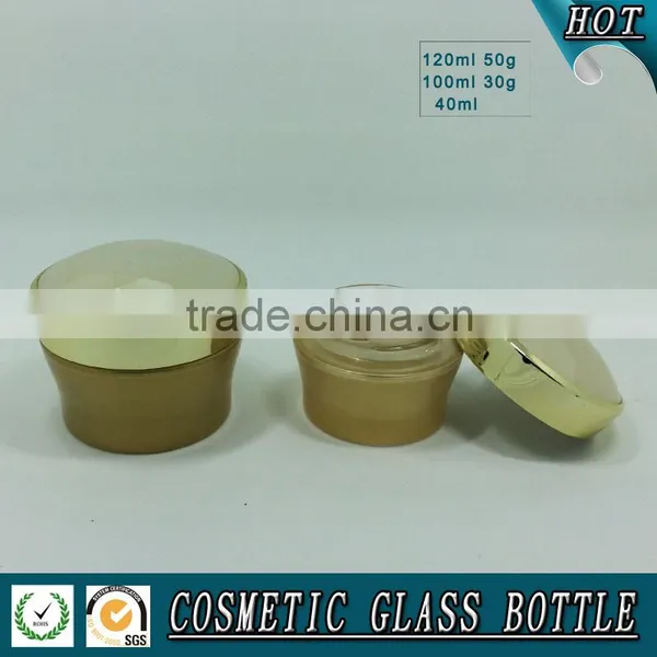Luxury Golden Coloured Cosmetic Glass Lotion Bottle and Cosmetic Cream Jar photo-5