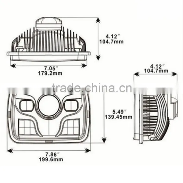5x7 Rectangular Projector LED Headlight Sealed Beam Replacement With CRE-E Chips for Truck Motorcycle photo-6