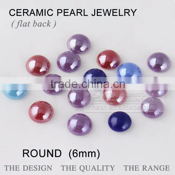 Flat Back Pearl 6mm Ceramics Pearl Beads & Crystal Rhinestone Factory Direct on Sales