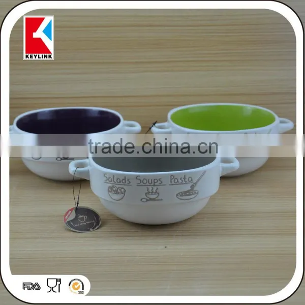 China Factory Color Glazed Stoneware Cereal Bowl Ceramic Soup Bowls Logo Black photo-4