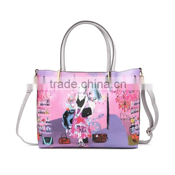 Trendy Ladies Printed Shoulder Bags Leather Handbags With Printing Pattern photo-4