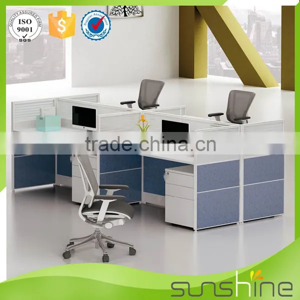 Space Saving 4 Person Workstation With MFC Board Furniture Glass Desktop Partiton photo-6