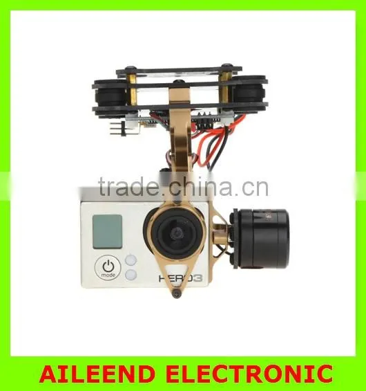 FPV Camera 2-Axis Brushless Gimbal Mount Golden for 3 Camera /DJI Phantom 1 2 Compatible Tarot