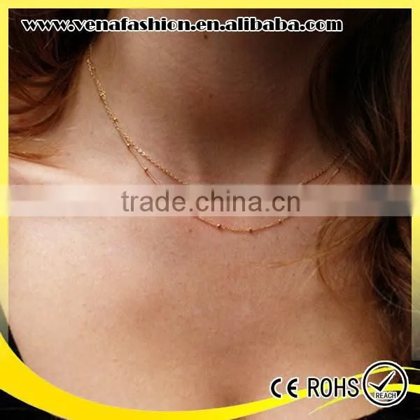 Copper Beads Short Model Thin Gold Chain Necklace photo-2