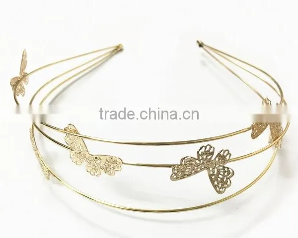 Graceful Gold Metal Headband With Butterfly photo-3