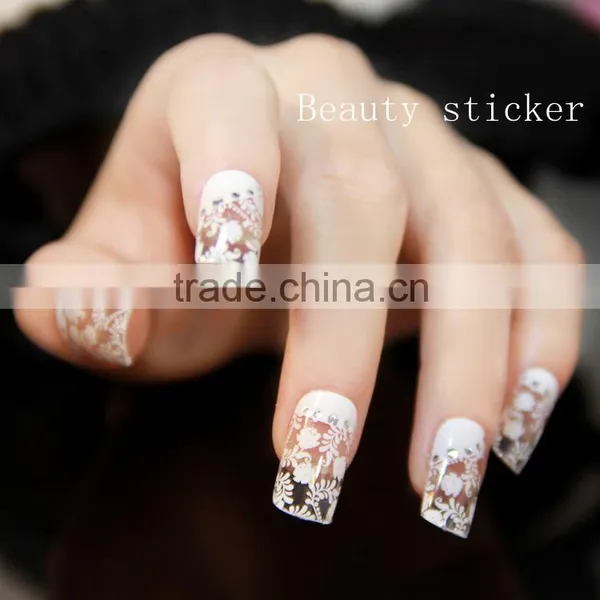 Bulk Production 16pcs White Lace Nail Sticker photo-3