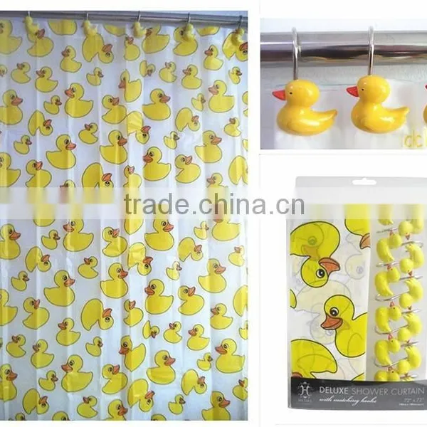Rainbowl Animal Design Colorful Ducks 100%POLYESTER Shower Curtain Set photo-4