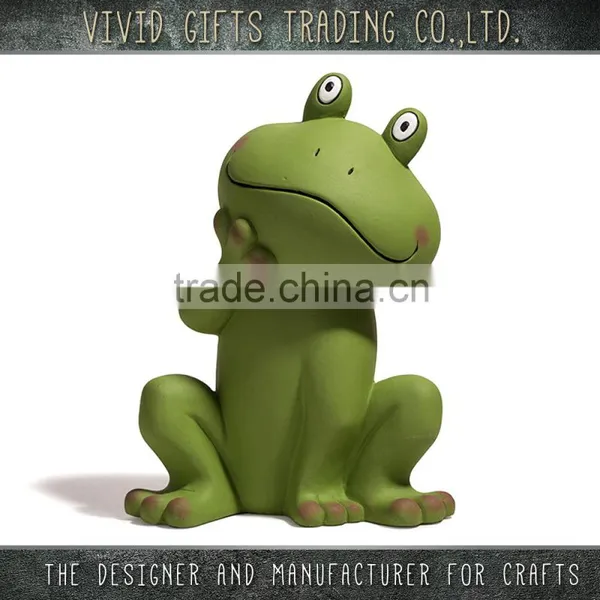 Porcelain and Ceramic Cute Sitting Frog Garden Decoration photo-4