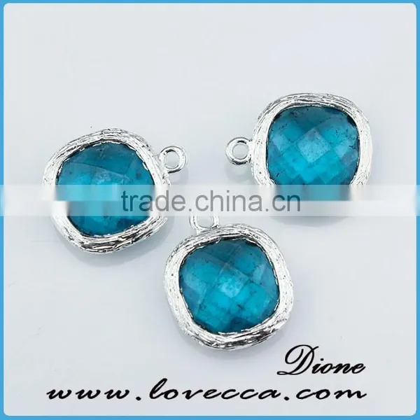 Wholesale Clear Blue Glass Bezel Set Stones Pendant Links Diy Jewelry photo-4