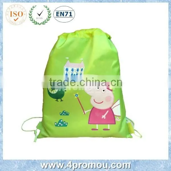 Pig Kid Drawstring Bag for Back to School Blue Color photo-2