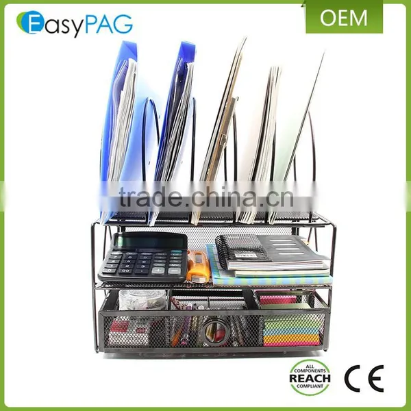 Wholesale Multifunction Metal Wrought Iron Mesh Office Desk Magazine Rack photo-2