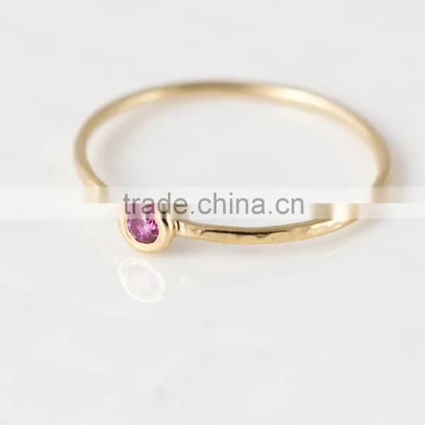 Hotsale Gold Coating Simple Stone Ring Designs Single Stone Finger Ring