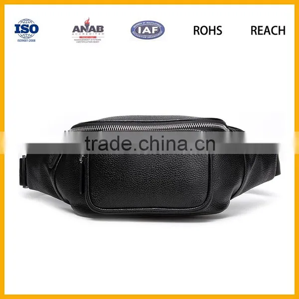 Black PU Leather Hiking Traveling Waist Purse Bag photo-5