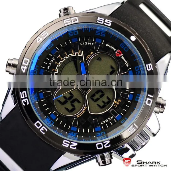 SHARK Men's Date Day Alarm LCD Sports Quartz Rubber Army Wrist Watch photo-2