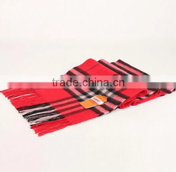 Wool Checked Female Tassels Winter Scarf photo-4