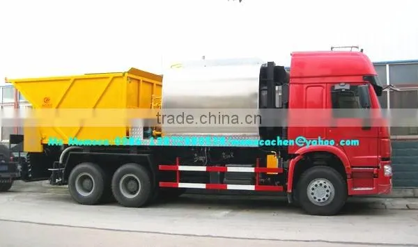Howo 6x4 Asphalt Gravel Chip Sealer,asphalt Synchronous Chip Sealer 8000L Bitumen and 120000L Stone photo-4