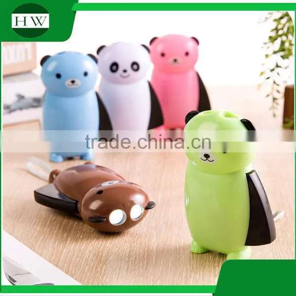 Cartoon Bear Animal Mini Portable Plastic Hand Crank Pressing Led Torch Flashlight With Rope photo-5