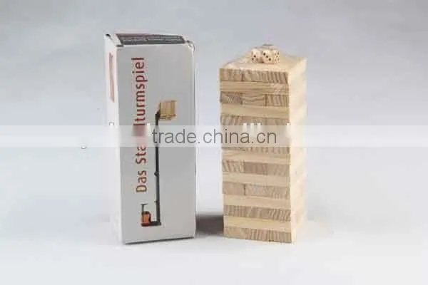 48PC Wooden /Stack Game With Three Dice Building Block/Board Game