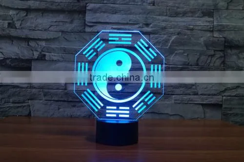 Eight Diagrams 3D Vision Night Light 7 Color Change LED Table Lamp Xmas Toy Gift photo-5