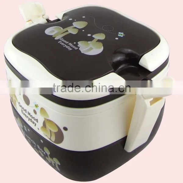 Square Shape Double Layers Plastic Disposable Storage Lunch Box With Lock photo-5