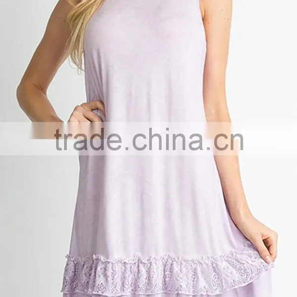 No Logo Clothes Sublimation Blanks Rayon Spandex RUFFLE HEM KNIT TANK DRESS Blank Jersey Dress photo-2