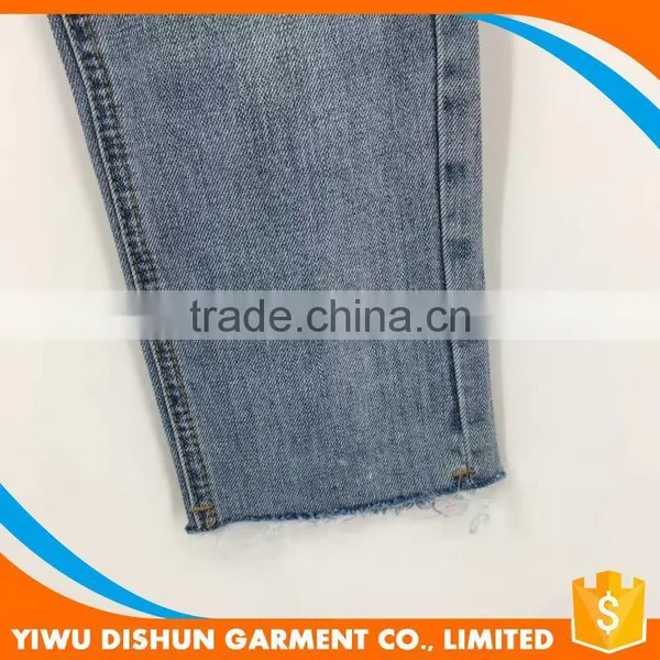 Women Wholesale Brand Worn Ninth Pants Blue Jeans photo-4
