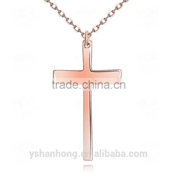 Creative Rose Gold Cross Pendant Necklace photo-2
