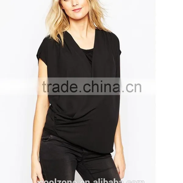 100% Polyester Square Neck Cap Sleeves Maternity Clothings for Nursing photo-2