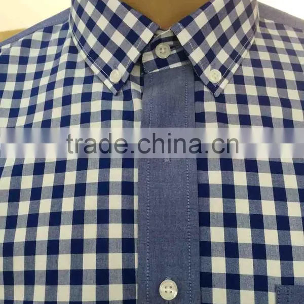 2017 Latest Design Men' Plaid Cotton Shirt With Contrast Color on Placket photo-3