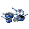 Blue 7pcs Nonstick Pan Set , Aluminum Stamped Cookware Sets