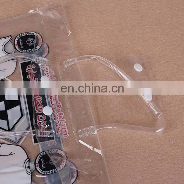 Transparent Wholesale Clear Plastic Shopping/clothing/gift Pvc Bag With Handing Button photo-5
