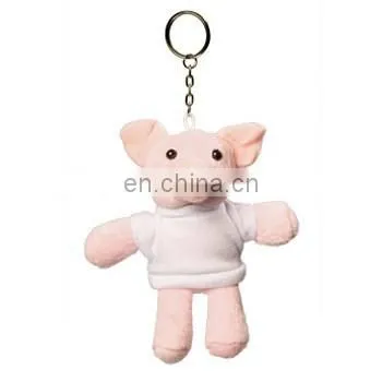 16m Plush Pink Pig in a White T-shirt Keychain Toys