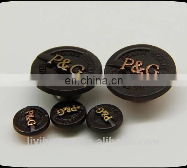 Hot Sale Painting Matte Black Zinc Alloy Button for Jeans, Embossing Logo With Metal Button photo-2