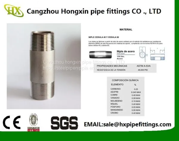 1/2 Steel Pipe Nipples With NPT Thread
