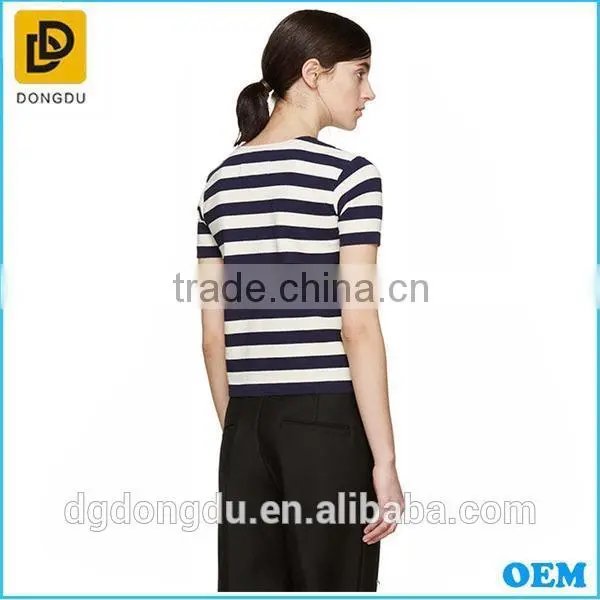 Stripe Simple 100% Cool Cotton Tee Shirts With High Quality photo-3