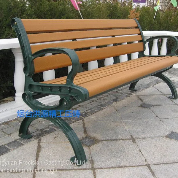 Outdoor Bench Garden Chair Recycled Plastic Garden Bench HDPE Park Chair Aluminum Legs photo-2