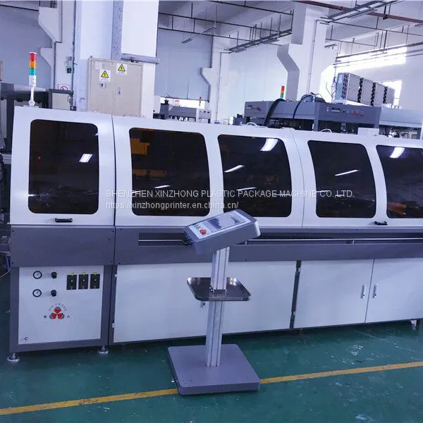 Automatic 4 Color Servo Linear Round Oval Square LED Plastic Glass Bottle Ceramic Silk Screen Printing Machine on Wine Voda Spirit Containers
