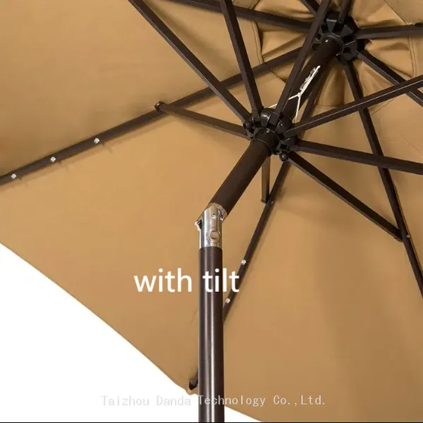 Factory Price Wholesale Outdoor 10FT Solar Power Umbrella With Led Lights Parasol With Tilt And Crank Waterproof And Sunshade photo-4