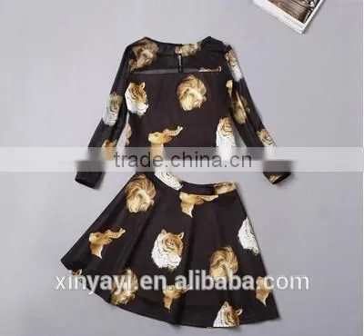 OEM Autumn Winter Female Europe and the United States Style With Printed Skirt Leisure Dress Made in China photo-2